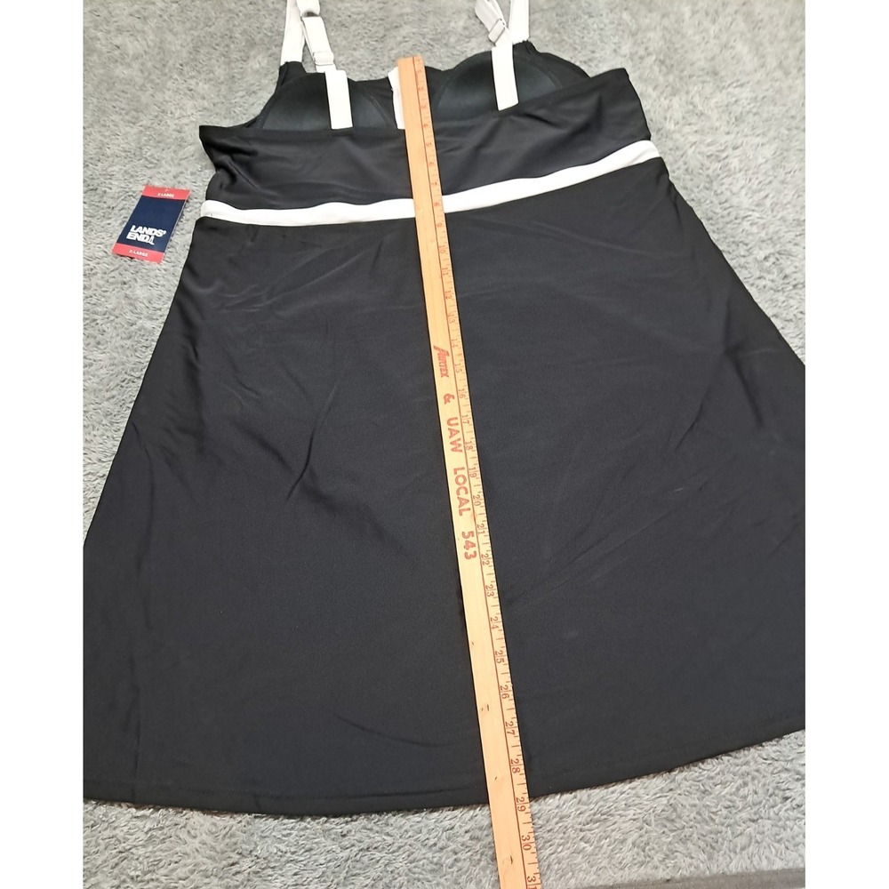 Lands End Swimsuit Womens SZ XL Zip Front Swim Dress Skirt Cover One Piece Black - Picture 10 of 11